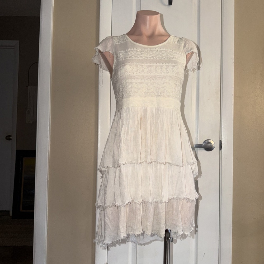 Free People Sound of The Sea Boho Dress Embroidered Beach Tiered XS /TP NWOT - Picture 5 of 13